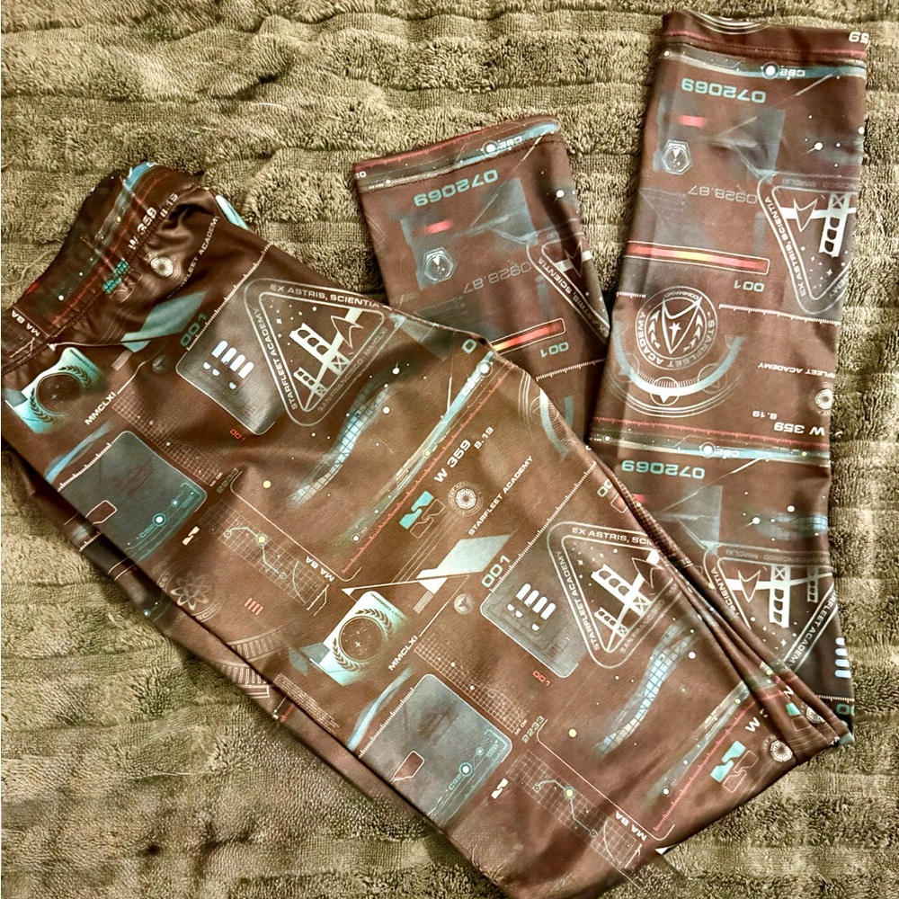 Star Trek Star Fleet Academy leggings by Mighty Big Things.